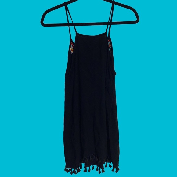 Francesca’s embroidered rayon dress, swimsuit cover up, tassel fringe, Small - Picture 3 of 9